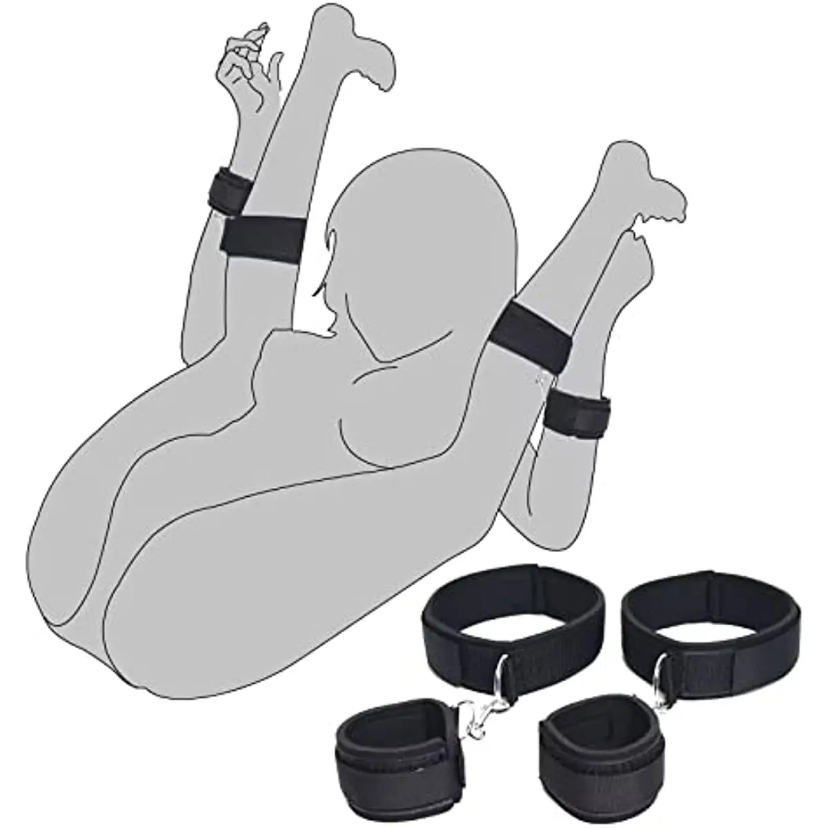 BDSM Restraint Fetish Bed Bondage Handcuffs Ankle Cuffs Adult Games Set