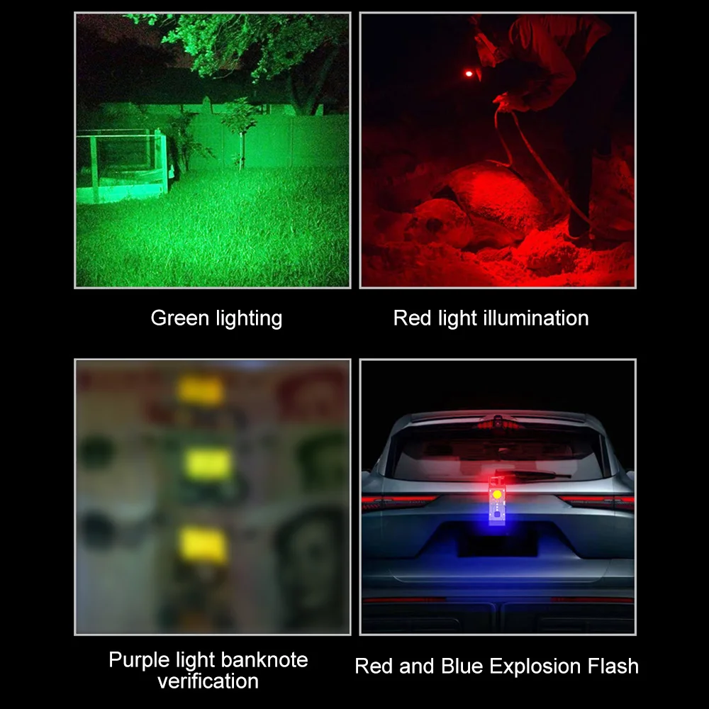 Led flashlight portable solar mini pocket keychain COB work light USB rechargeable outdoor emergency fishing camping