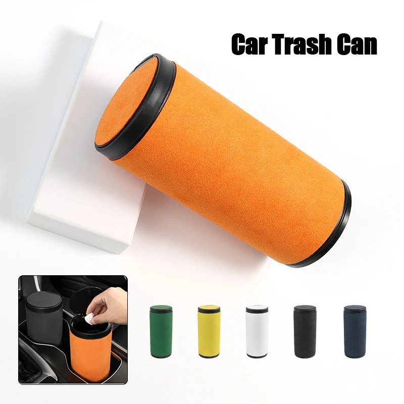 Suede Car Trash Organizer Vehicle Garbage Bin For Porsche 911 918-Spyder 928 944 968 Boxster Carrera-GT Macan Auto Accessories