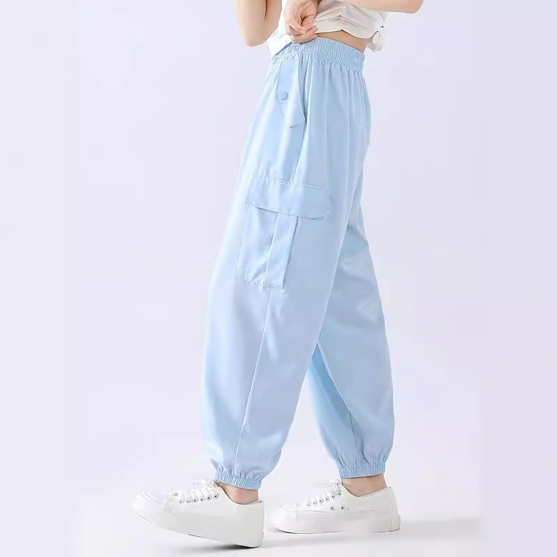 Girls' Pants Summer Big Children's New Ice Silk Anti-mosquito Quick-drying Summer Children's Summer Sports Casual Pants