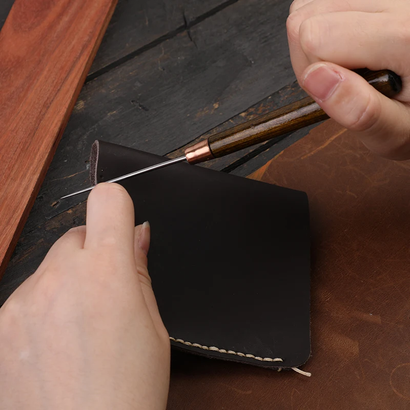 Leather Wood Handle Awl Hand Stitcher Leather Sewing Tools for DIY Craft