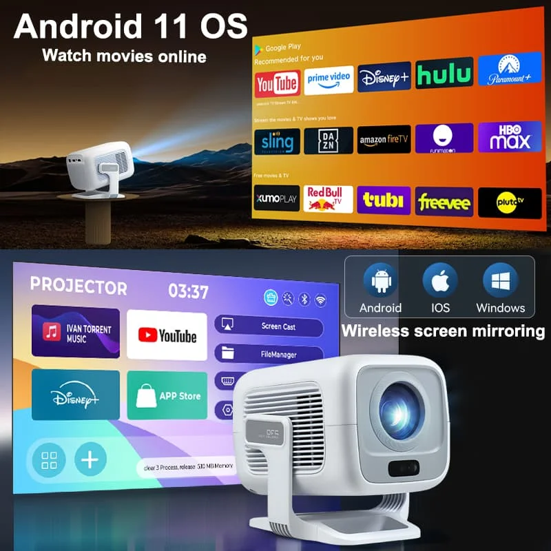 Projector tripod stand projector stand projector bracket projector wall mount wall mount bracket DITONG X3Plus HD projector 1080P support 4K WIFI6 BT5.2 Android projector Auto-focus Auto-keystone Home theater
