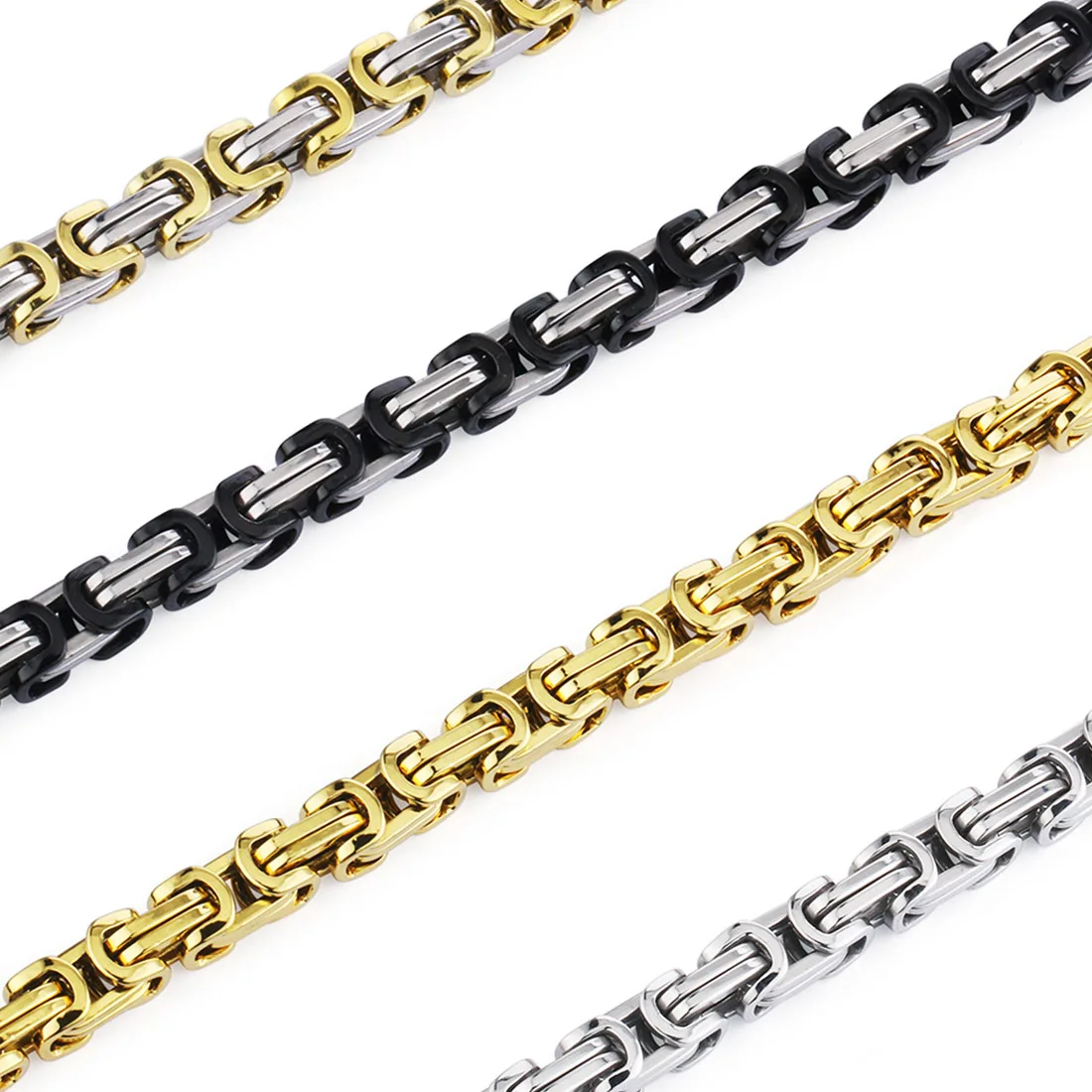 Cottvott Stainless Steel Byzantine Link Necklace For Men/Women 5mm/6mm/8mm Width 55cm/60cm/65cm/70cm/90cm Length Chain Gift 2