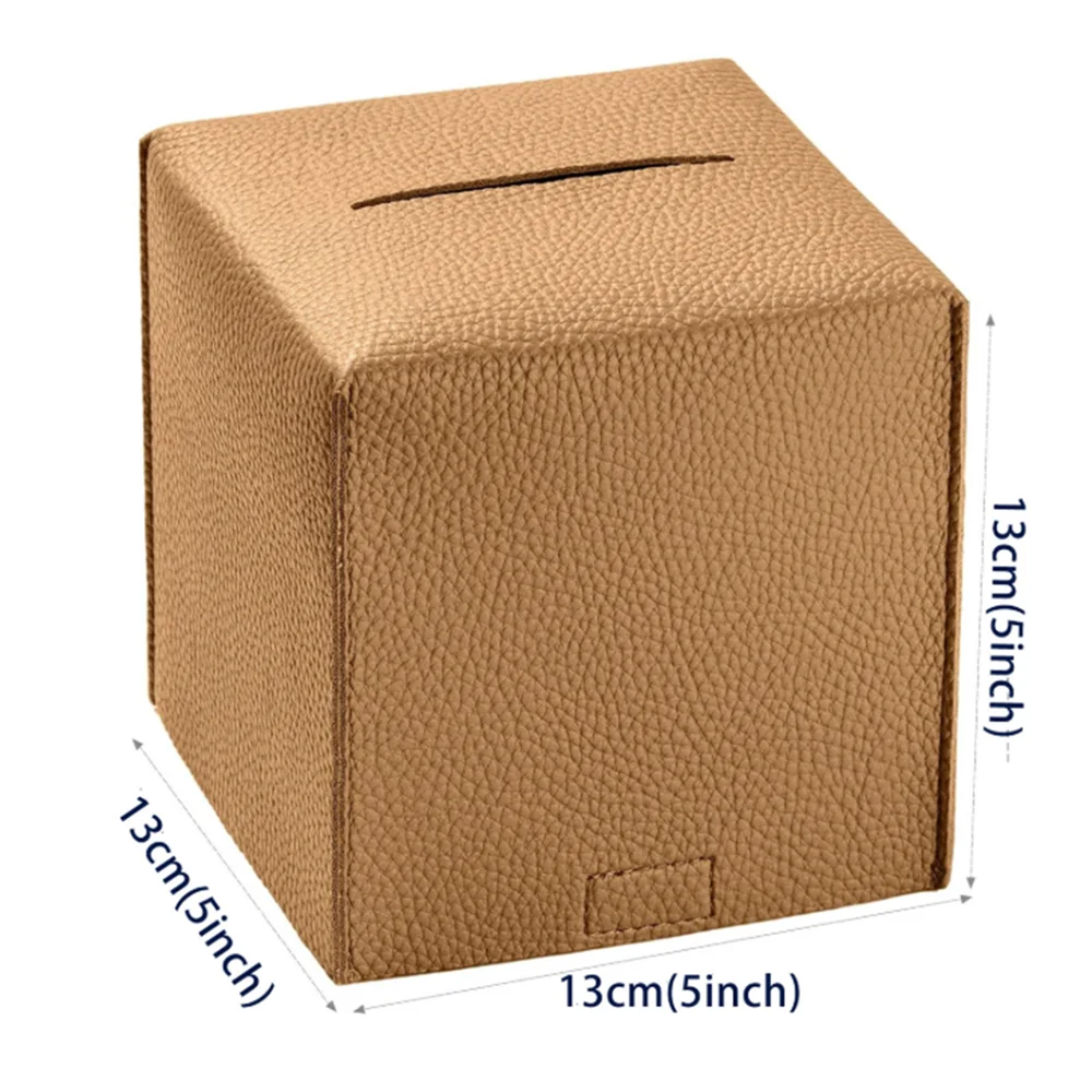 Leather Tissue Box Cover Square Holder Decorative Organizer, PU Facial Paper Holder 2