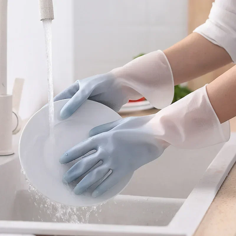 Silicone Cleaning Gloves Dishwashing Cleaning Gloves Scrubber Dish Washing Sponge Rubber Tools 1Pair work gloves protective gloves