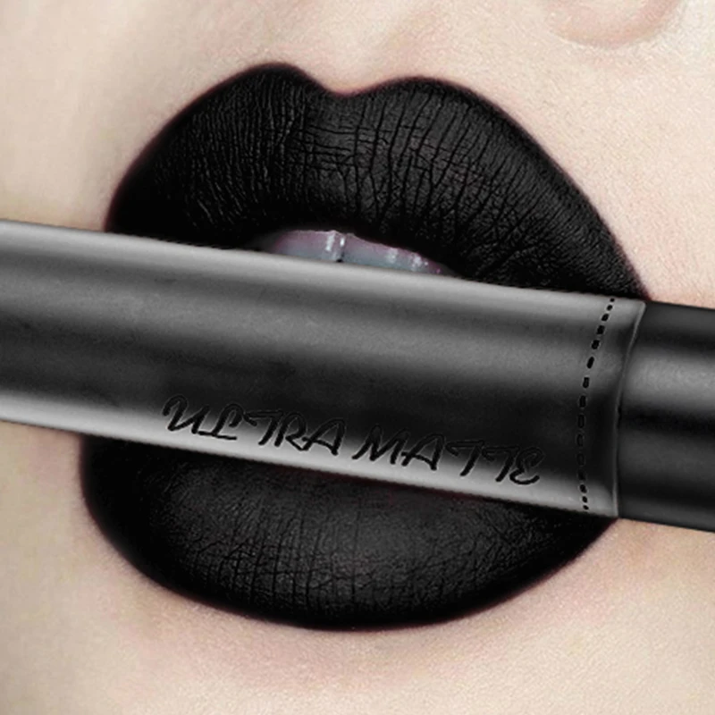 QIBEST Waterproof Liquid Lipstick Batom Red Velvet Lip Tint Brown Nude Matte Colourful Lipstick Makeup Black Lip Gloss lip gloss lip makeup lip tint