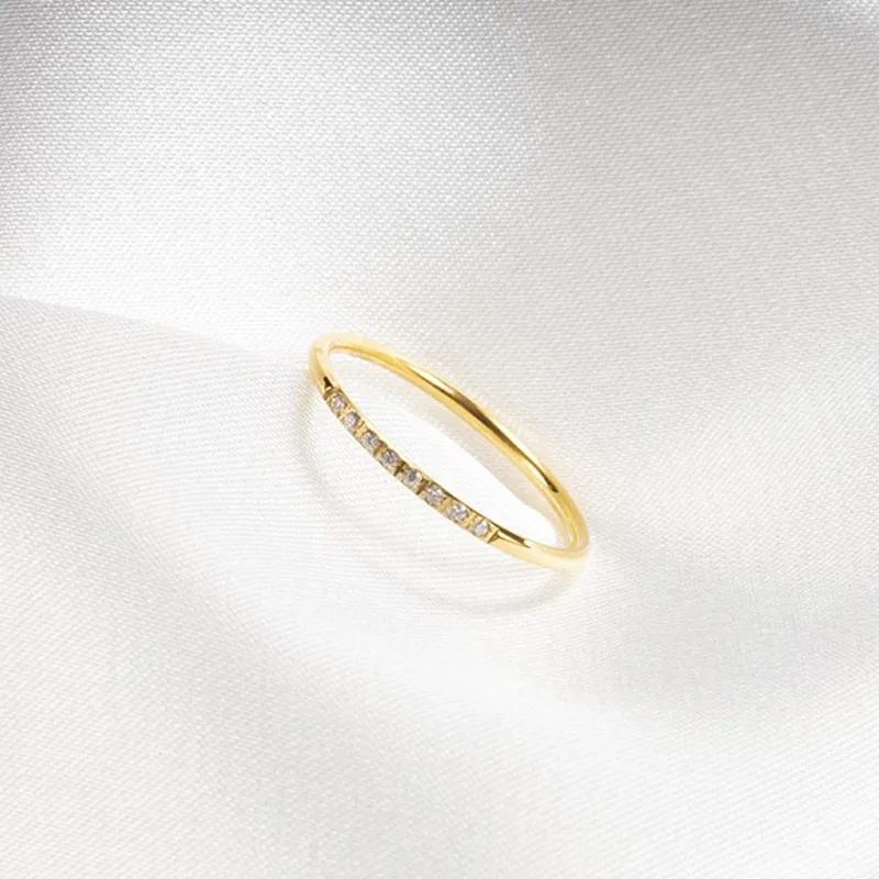 1mm Thin Stainless Steel 8pcs CZ Inlay Stackable Ring Wedding Band for Women Girl Size 5-10 5