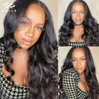 UNice cheveux 180% densité vague de corps V partie perruque avec cordon 100% cheveux humains véritable cuir chevelu mise à niveau U partie perruque adaptée à toutes les tailles 5