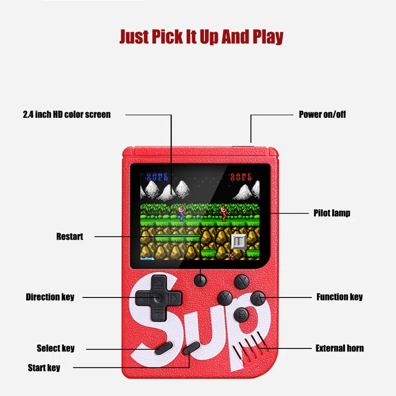 Portable Video Game Console 400 in 1 Mini Handheld Game 2.4 Inch Color Pocket TV Charging Console Handheld Player
