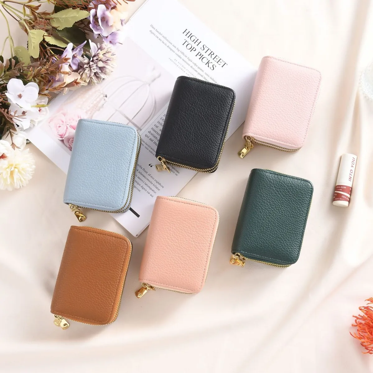 Women's Dual-Zipper Card Organizer  Textured Grain Wallet with Coin Pocket Multi-Slot Double-Layer Purse for Essentials & Travel