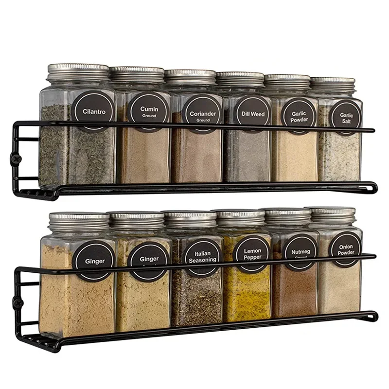 

Kitchen Multipurpose Rack Organizer Spices Rack Punch-free Kitchen Accessories Set Metal Storage Rack Wall-mounted Drain