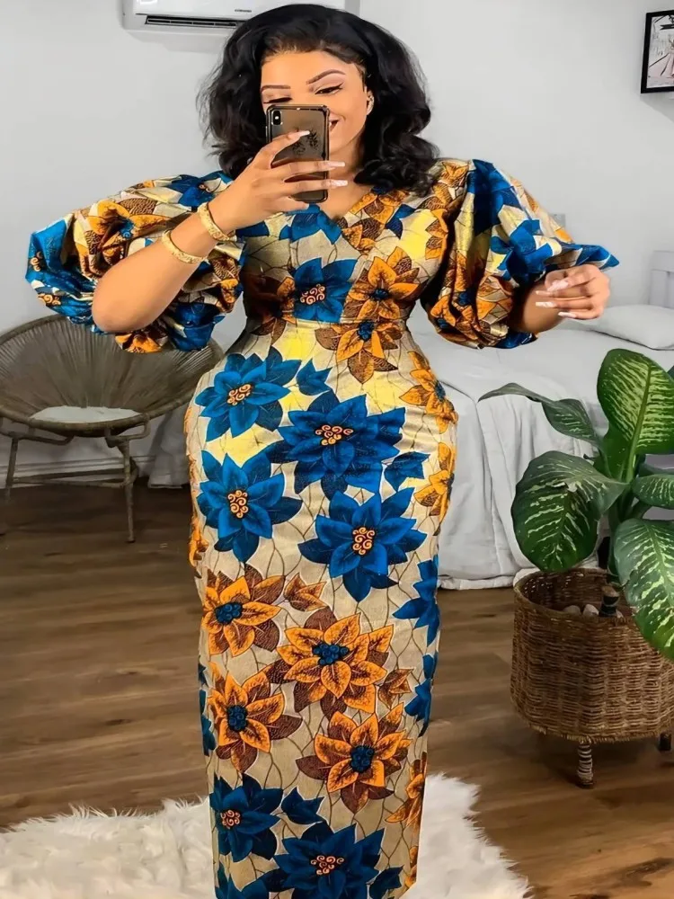 Falbala-Robe imprim?�e florale boh?�me ?� col en V pour femmes, robes ?� volants d?�coup?�es sexy 