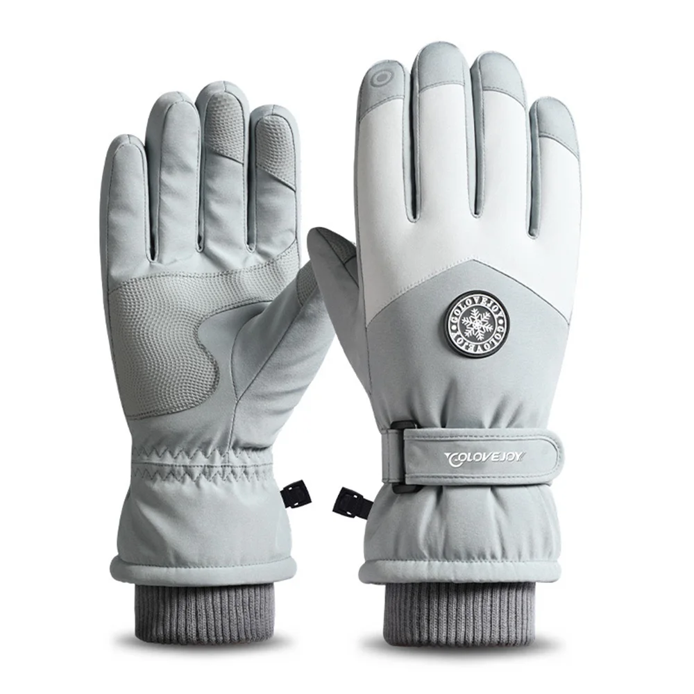 Guantes de esquí de invierno para hombres y mujeres, manoplas gruesas e impermeables de lana para ciclismo, Snowflak, motocicleta, pantalla táctil, cálidos, a prueba de viento, guantes de nieve