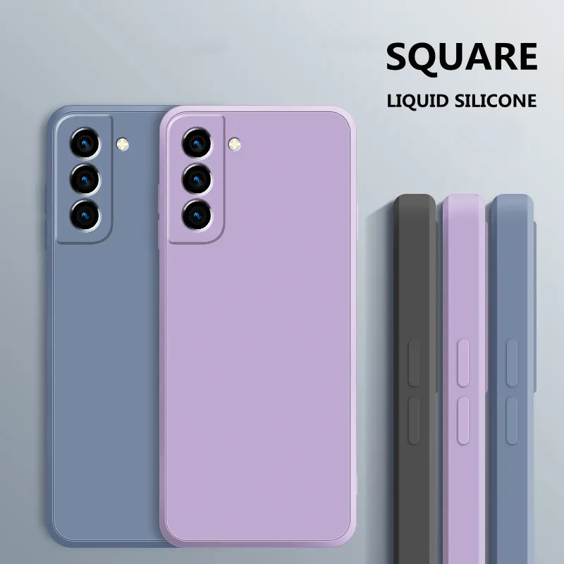

Square Liquid Silicone Original Case for Samsung Galaxy S20 S21 S22 S23 S24 Plus Ultra FE Bag Funda A15 A05 A05S 5G Soft Cover