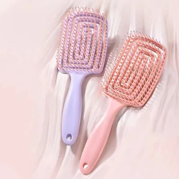 1Pcs Elastic Massage Comb Hollow Out Hair Brush Scalp Massage Combs Hair Styling Detangler Fast Blow Drying Detangling Tool 2