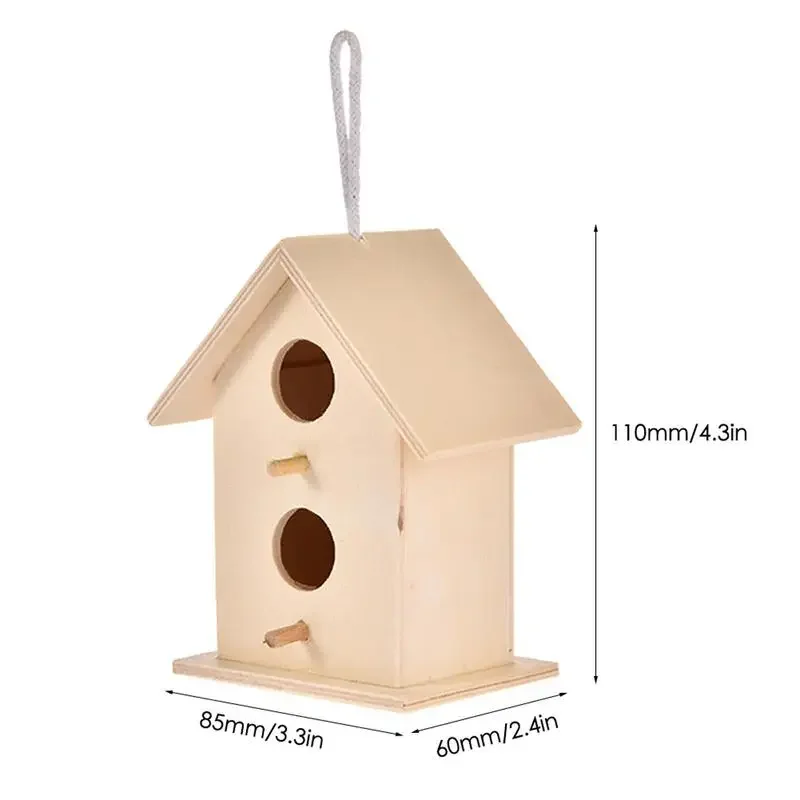 Wooden Bird House Nest Handmade Ecofriendly Bird Nest Cage Outdoor Birdhouse Garden Yard Hanging Decoration Crafts