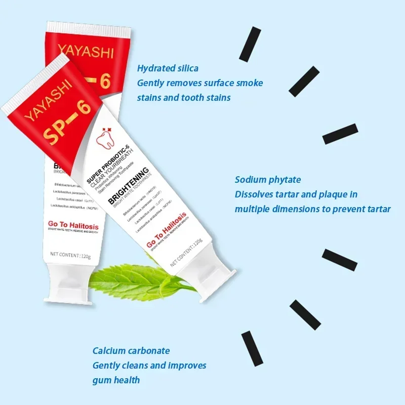 SP-6 Probiotic Toothpaste Whitening Teeth Oral Hygiene Clean Freshness Breath Remove Dental Plaque Stains Teeth Whiten Agent