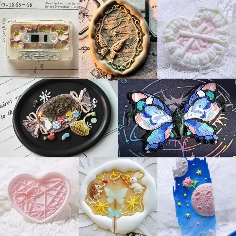 왁스 실링 스탬프 헤드, 은방울꽃, 나비, 장미, 캔디, 황동, DIY 실링 왁스, 봉투, 초대장, 카드 장