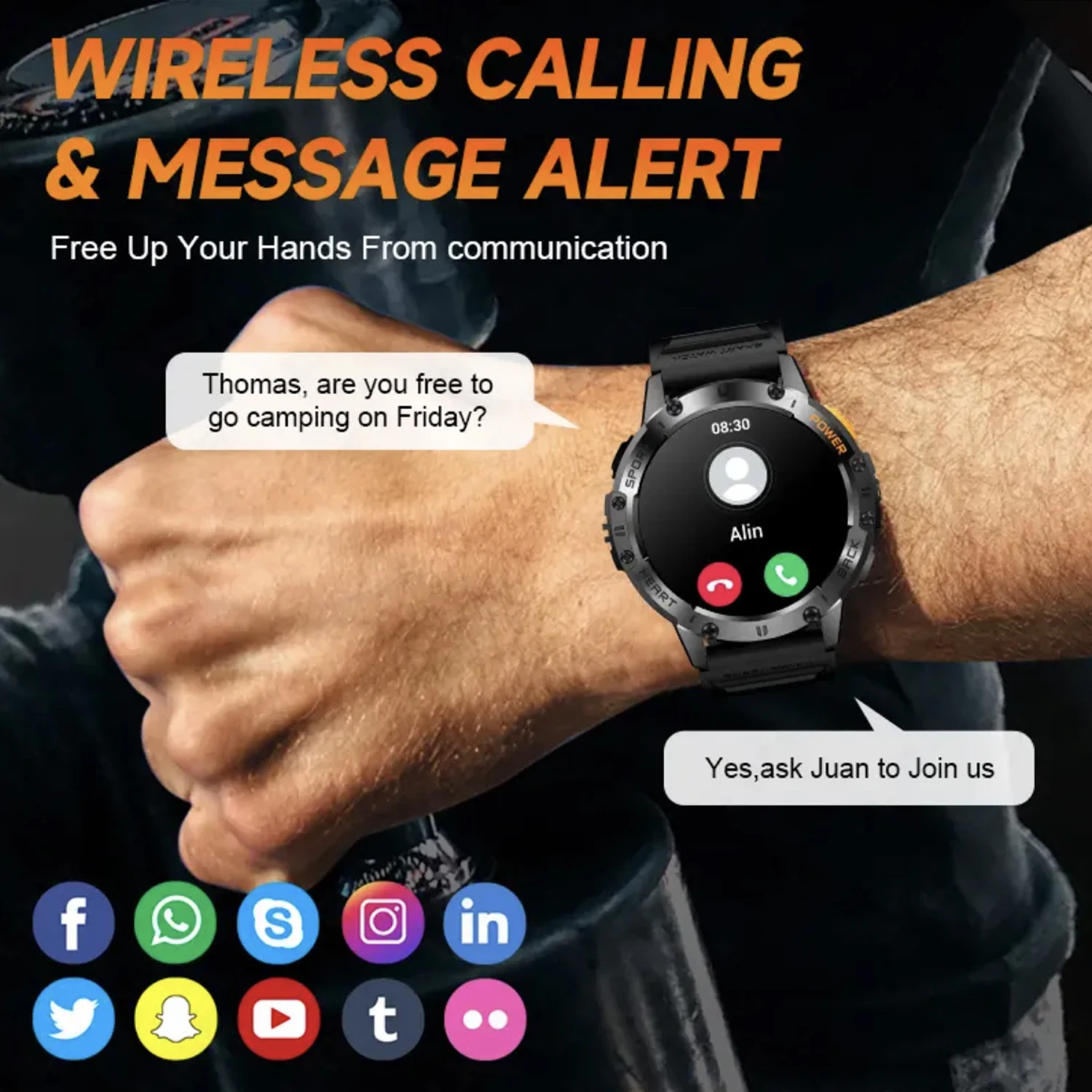 2025 New Smart Watch Men Military Outdoor Sport AMOLED HD Screen Flashlight IP68 Waterproof Watch Bluetooth Call Men Smartwatch