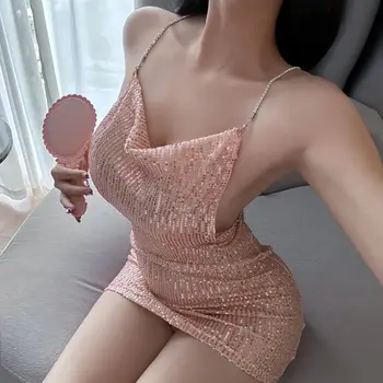 Abito stretto reggicalze abbracciante gonna corta paillettes vestiti da donna Abiti da festa donna ragazza sexy lattice abbigliamento donna xxx 1