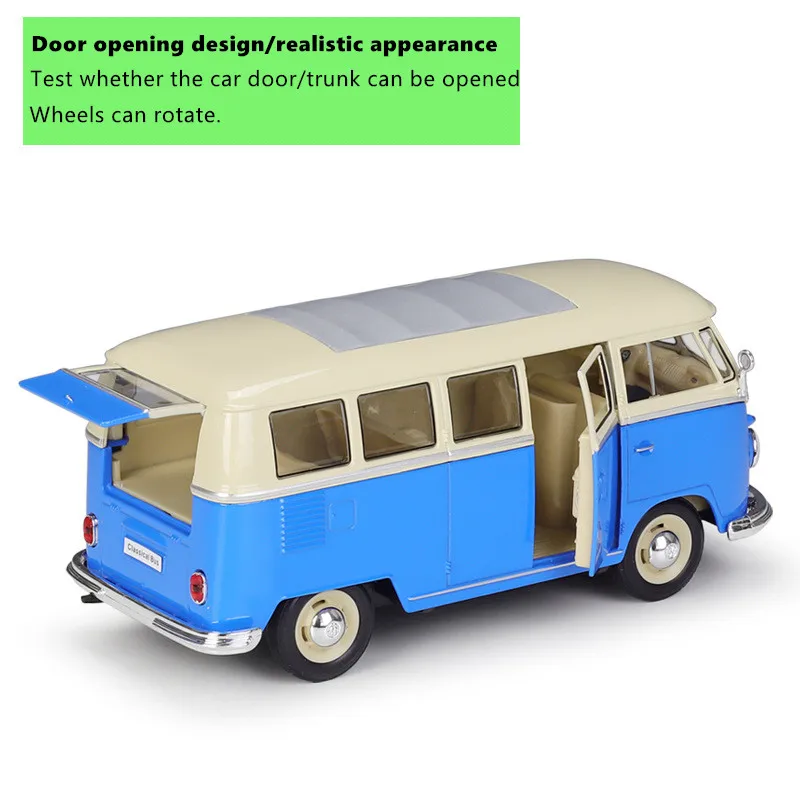 

WELLY 1:24 Volkswagen Bus 1963 T1BUS Bus Van Simulation Alloy Car Finished Model Birthday Gift Toys for Boys