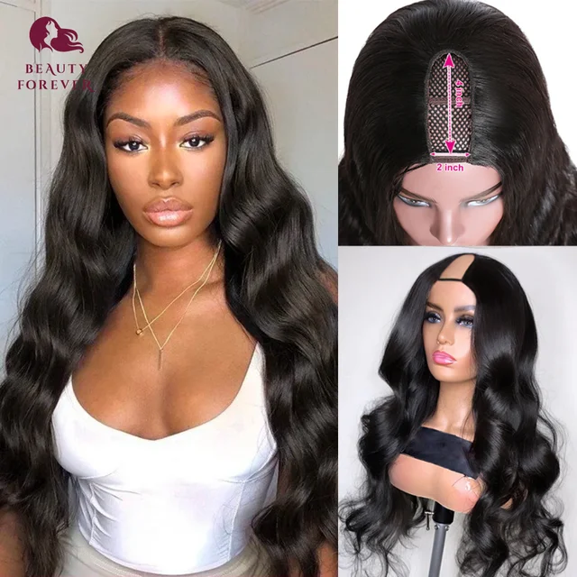 Body Wave U Part Wigs Human Hair Brazilian | V Part Wig Human Hair Beauty  Forever - Full Machine Wigs - Aliexpress