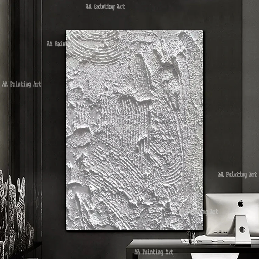 

New Arrival Abstract 3D Thickness White Textured Hand-painted Art Modern Home Iterior Decor Painting On Canvas Decor Wall Art