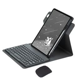 Enhanced 360° Rotating Keyboard Case with Adjustable Stand for iPad Air 11 2024 (Black with mouse)