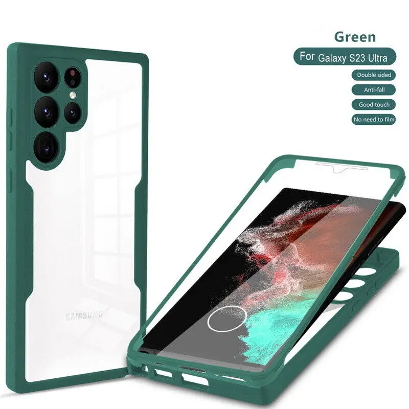 thumbnail image 1 of Funda de cuerpo completo para Samsung, carcasa protectora frontal y trasera de lujo, transparente, 360, para S24 S23 S22 Ultra S21 FE Plus A53 A52 A32 A34 A13 A23 A54 5G, 1 of 5
