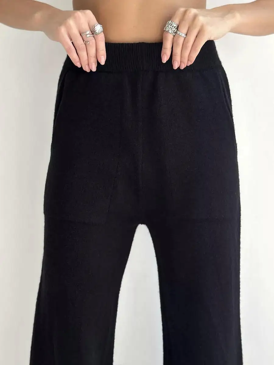 Knit Zipper Women's Pants Sets For Women Slim Lapel Long Sleeve Pullover And Patchwork Straight Legg 2 Piece-Set Winter