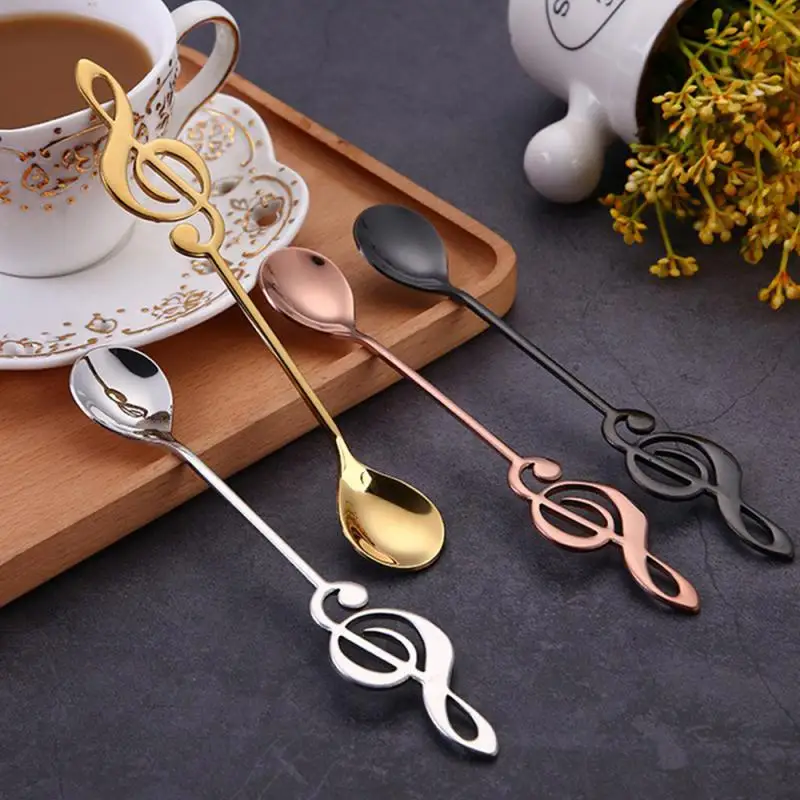 Stainless Steel Musical Notes Coffee Spoon Stirring Cup Spoon Music Stick Ice Cream Kitchen Tool Accessories