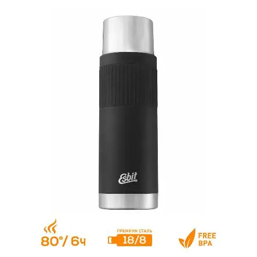 Термос Esbit SCULPTOR VF1000SC-SL-BK из нержавеющей стали с рез. накладкой черная 1.0 л AV-VF1000SC-SL-BK