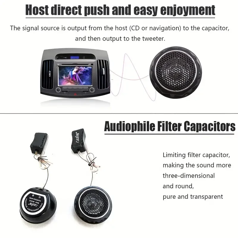 280W(2pcs*140W) Car Tweeters With Filter Stereo Speakers Music Soft Dome Balanced Car Tweeters Audio Silk Film Speaker Boxes