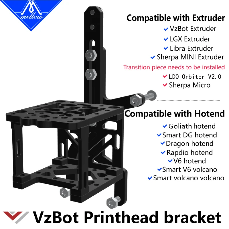 Suporte de Alumínio para Golias Dragão Louco Hotend vz Extrusora Sherpa Mini Impressora 3d Mellow Cnc Vzbot 330 235