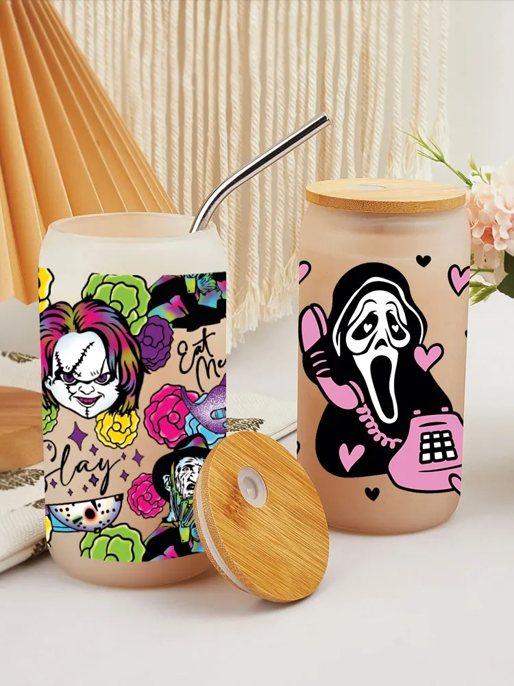 DTF Transfer Sticker UV DTF Transfer Sticker Halloween Theme For 16oz Libbey Glasses Wraps Cup Can DIY Waterproof Easy To Use Custom Decals D1410 dtf transfer sticker