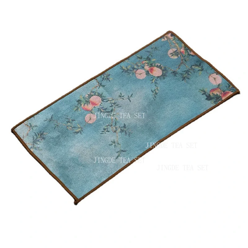 Chinese Painted Thick Tea Towel Super Absorbent High-end Tea Set Accessories Table Mats Professional RagTea Ceremony Supplies