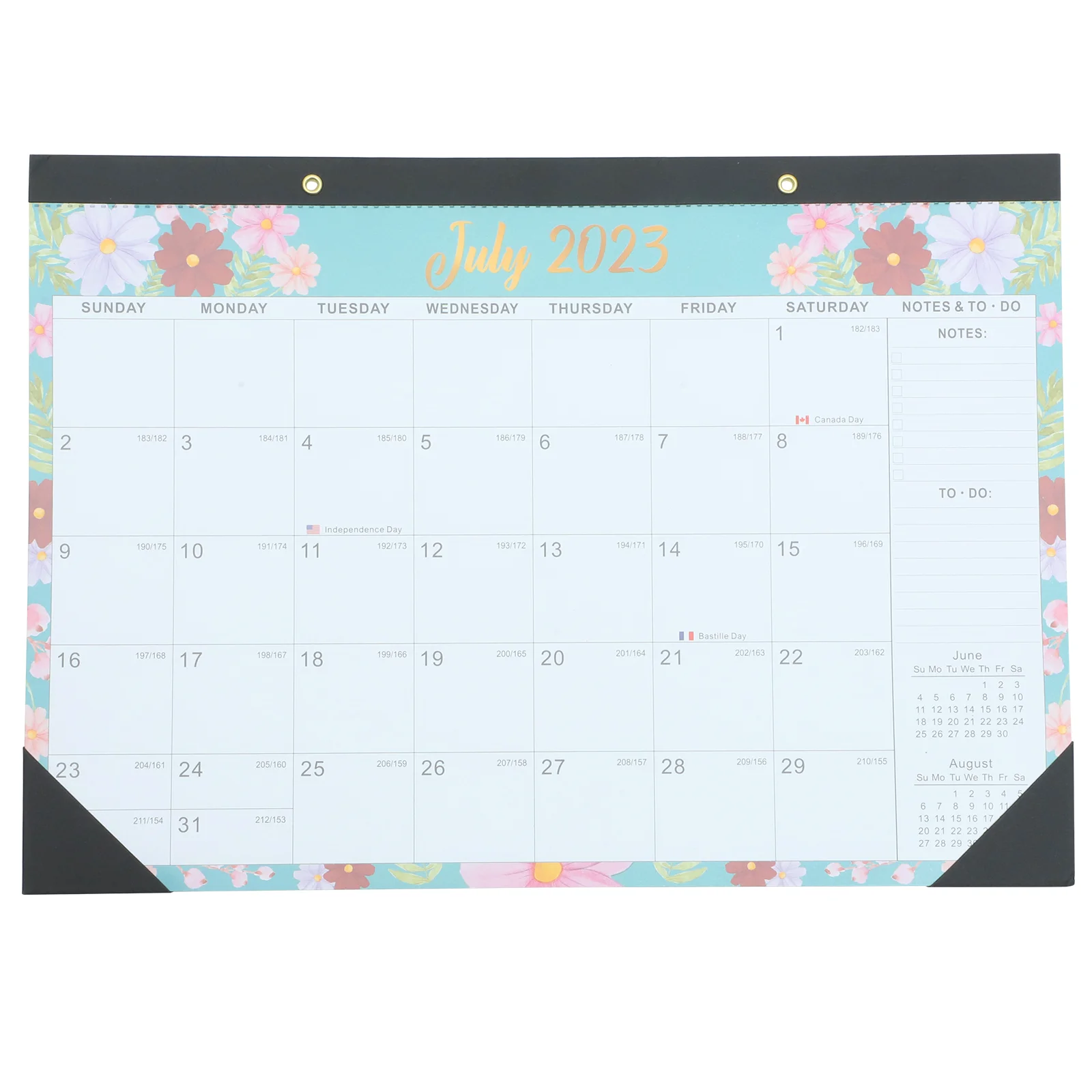 2024 English Calendar Monthly Countdown Holiday Wall (20237-202412) Watercolor Style Household Desk Calendars Hanging Daily