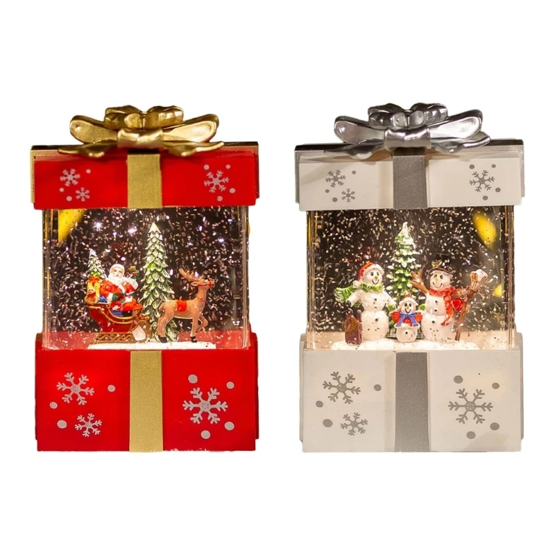 

H55A Музыкальная световая коробка Рождественский Новый год Подарок на день рождения Автоматический дизайн снегопада