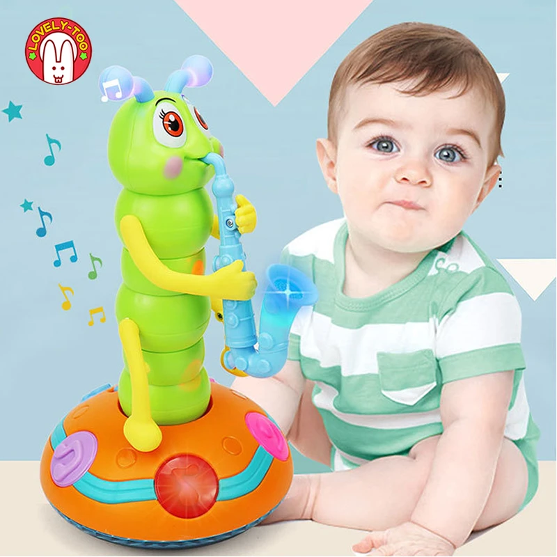 Fun Musical Caterpillar Toy Interactive Singing Twist Worm Children's Light Music Caterpillar Blowing Saxophone Baby Infant Toy