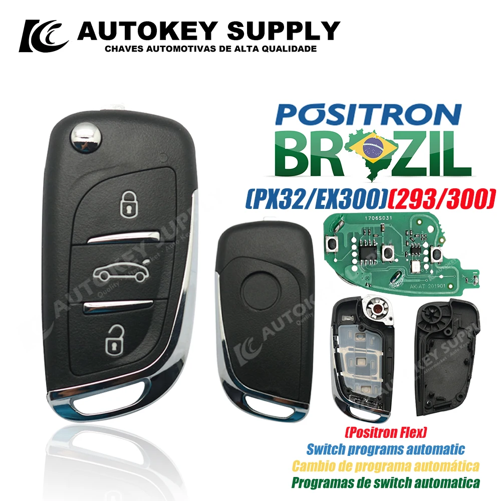 Pro pozitron flex daleký auto šifrovací klíč s logem alarm systém, citroen - dvojitý program PX32 EX300 293 330 360 AKBPCP095 autokeysupply