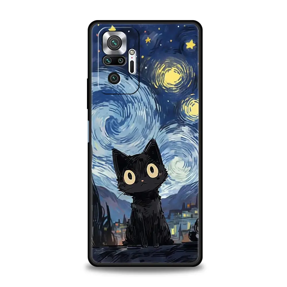 Van Gogh Starry Sky Cat Soft TPU Phone Case