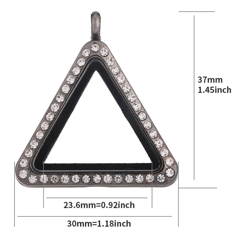 10PCS Triangle Rhinestones Rose Gold Color Glass Floating Locket Charms DIY Necklace Women Jewelry Making Keychain Alloy Pendant