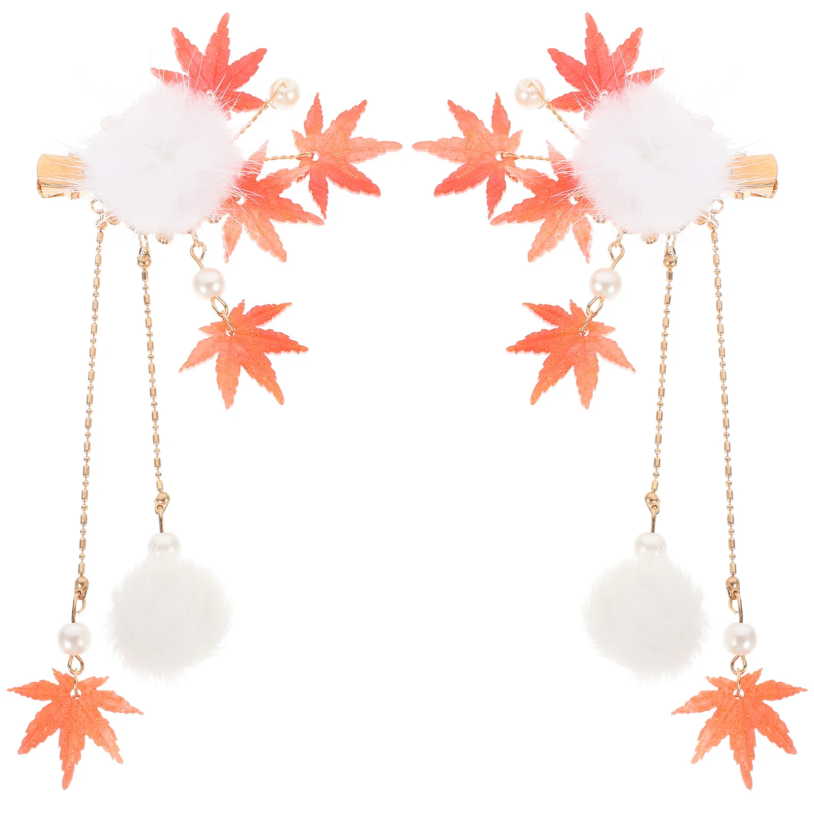 

1 Pair Hair Clips Maple Leaf Hairpins Teen Girl Barrettes Tassel Hair Accessories
