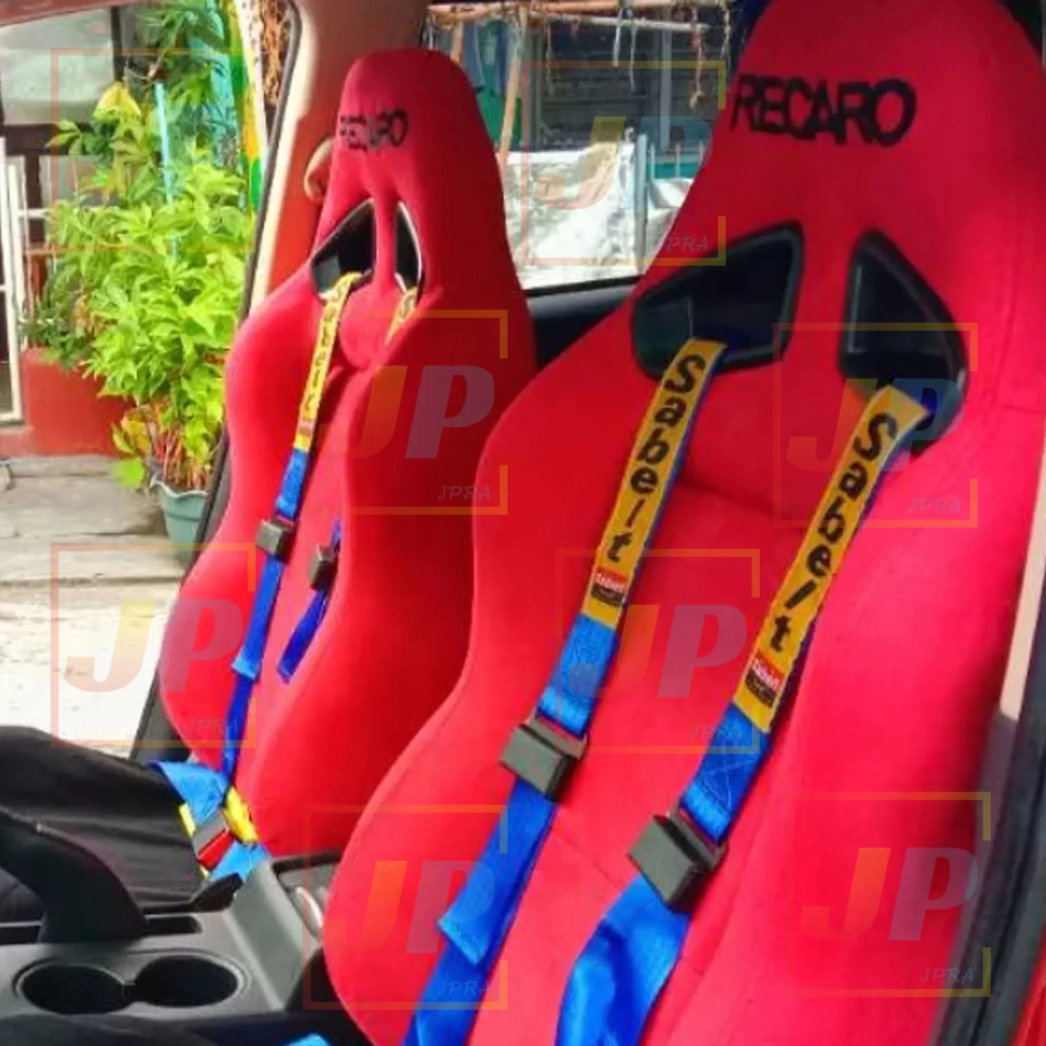 Car Seat Belt JDM Sabelt Racing 4-Point Safety Harness Universal 2" Snap-In Drifting Style Bolt Mounting