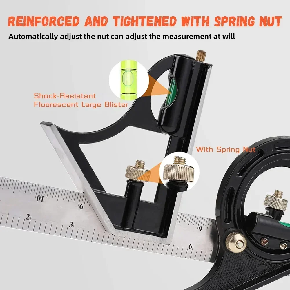 STAINLESS STEEL MULTI-COMBINATION 3IN1 RECTANGULAR RULER SET WOODWORKING CARPENTER ENGINEER PROTRACTOR MEASURING TOOL