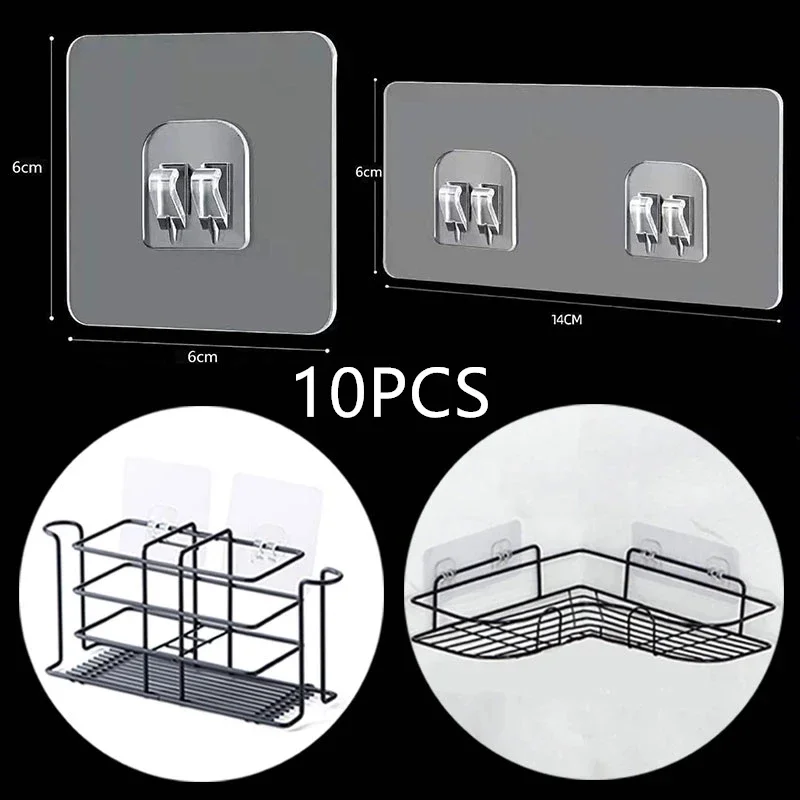 Transparent Hanging Shelf Hooks Wall Storage Rack Fixing Patch Self-Adhesive Snap For Kitchen Bathroom Gadgets 10PCS storage rack bathroom shelf bathroom shelf rack bathroom storage rack wall shelf organizer sticky hooks