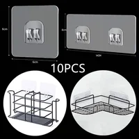 10PCS Transparent Hanging Shelf Hooks Wall Storage Rack Fixing Patch Strong Self-Adhesive Snap For Kitchen Bathroom Gadgets 1