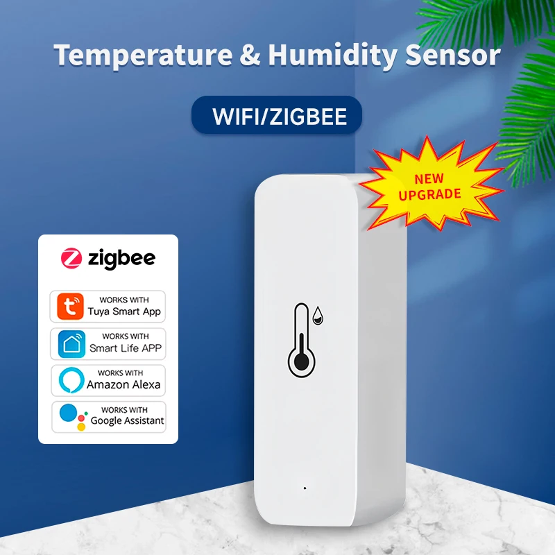 Tuya Wifi/Zigbee Temperature And Humidity Sensor Indoor Thermometer For Home Work With Alexa Google Home Assistant 2