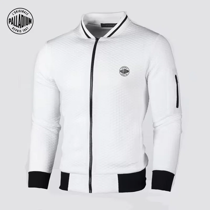 

PALLADIUM New Men's Sweater Zipper Stand up Neck Sweater Coat Men's Casual Checkered Cardigan