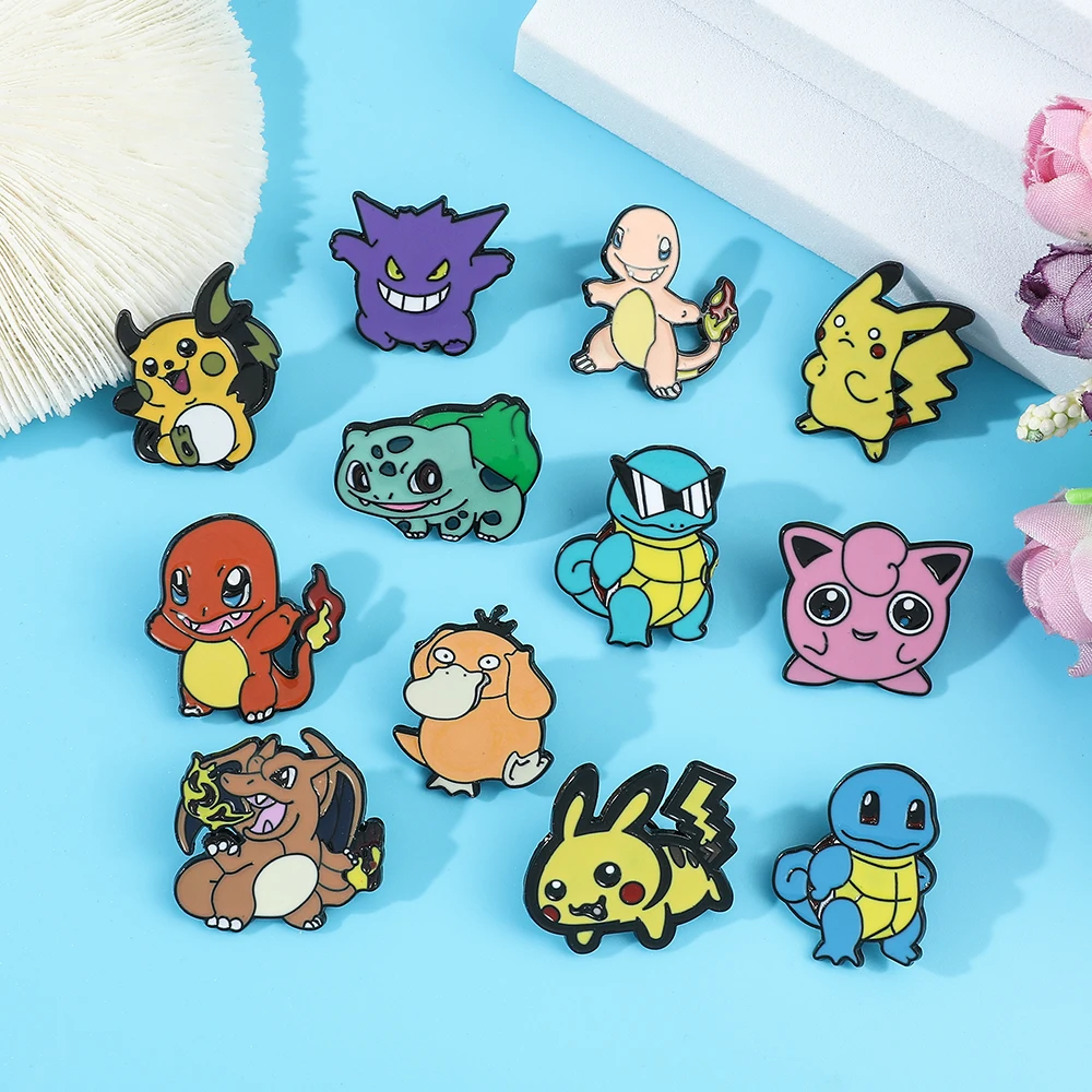 

Pokemon Charm Pin Pikachu Gengar Jigglypuff Figure Metal Brooches Cute Anime Badge Ornaments Cartoon Jewelry Accessories Gift
